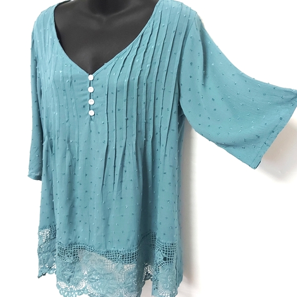 3 for $25- Robin's Egg Blue Blouse. Size small. - Picture 7 of 10